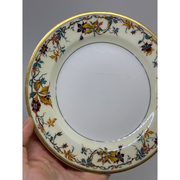 VTG Haviland Limoges Woodbine Bread Plate 6" | Schleiger 101 Autumn Gold Trim - Picture 3 of 6